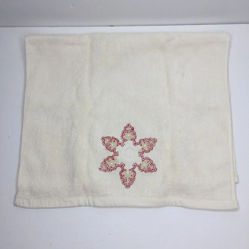 Christmas Towel Kitchen Bathroom Embroidered Snowflake Star Flower